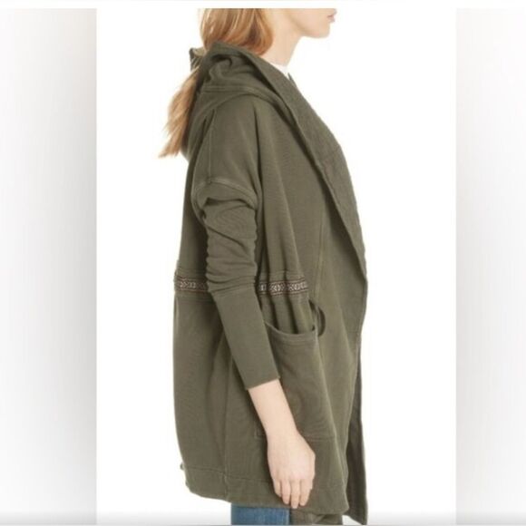 FREE PEOPLE Studio City Army Green Open Cardigan Jacket - Picture 3 of 10
